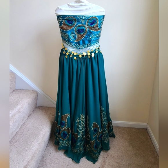 4 Peice Gypsy Bellydance Peacock Costume NWOT - Picture 8 of 16